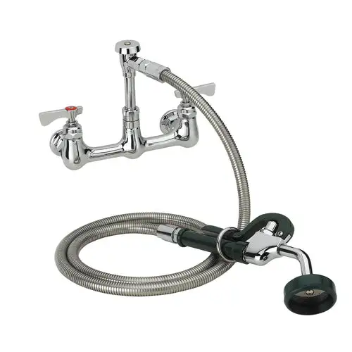Krowne 19-108L 8"H Wall Mount Pre Rinse Faucet - 1 3/5 GPM, Base with Nozzle