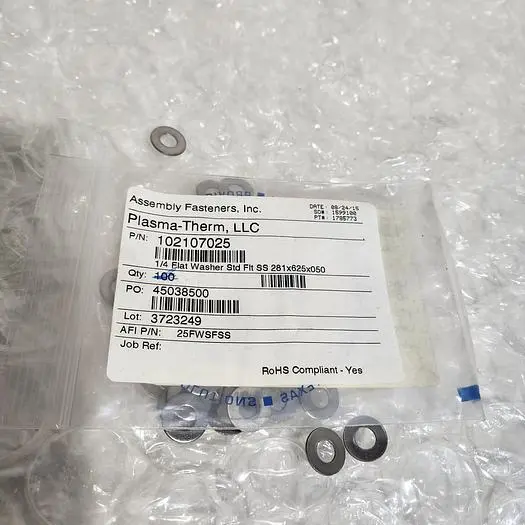 PLASMA-THERM LLC 1'4 FLAT WASHER STD FIT 10210725