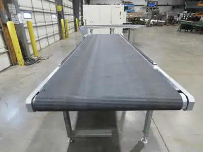 Habasit 38"x 11' 6" Slider Bed Conveyor 33.5"W Grip Belt 220V 3PH 5FPM