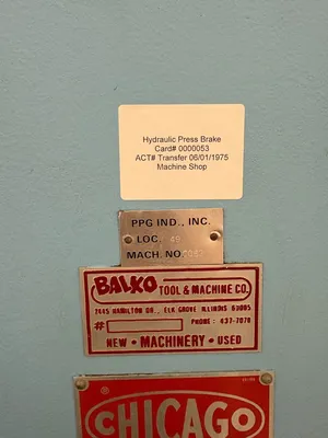 Used CHICAGO DREIS & KRUMP 810-L Press Brakes South Carolina US | ESS Industrial Equipment Sales #1542431