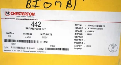 NEW CHESTERTON 442 SPARE PART KIT SEAL SIZE -26 SHAFT 3.250