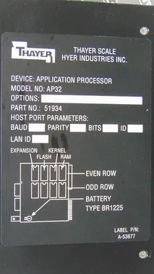 Thayer Scale / Hyer Industries AP32 Application Processor Module 51934 Used