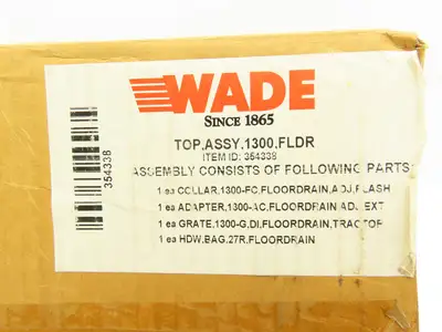 Wade 1300.FLDR 8" Top Assembly Floor Drain Cast Iron Collar Adapter NO Grate