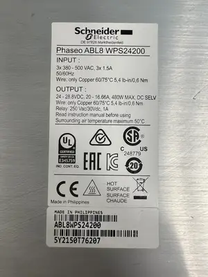 Schneider ABL8 WPS24200 Power Supply In 3x380VAC Out 24V/20A (BIN445)