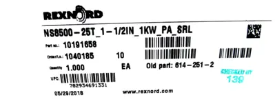 NEW REXNORD 10191658 SPROCKET NS8500-25T_1-1/2IN_1KW_PA_SRL