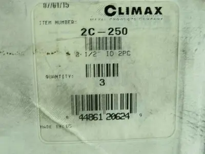 Climax Metals 2C-250 Two-Piece Steel Clamping Collar 2 1/2" Lot of 3