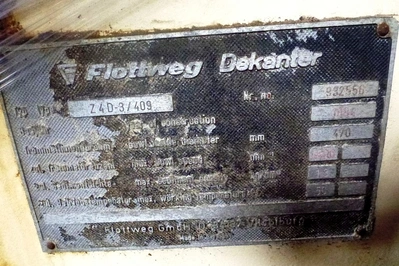 Flottweg Z4D-3/409 sedicanter centrifuge, 316SS.