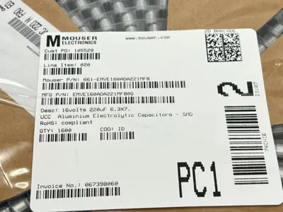 EMVE160ADA221MF80G | United Chemi-Con  Capacitors SMD 16V 220uF 6.3X7.7 1600QTY - New