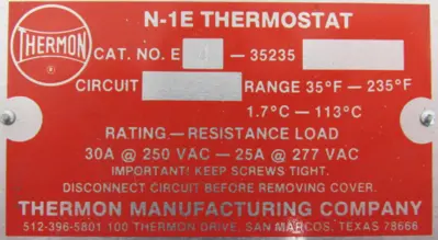 NEW THERMON N-1E THERMOSTAT E4-35235 N1E
