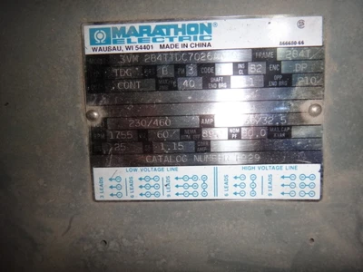 Marathon 25 hp, 1800 rpm, 284T frame motor