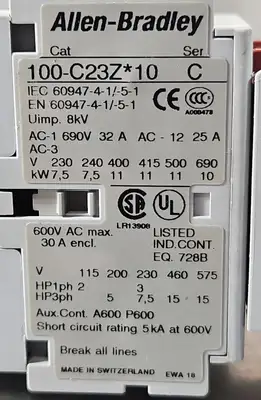 Allen Bradley 100S-C23DJ14C Contactor. 4D-26