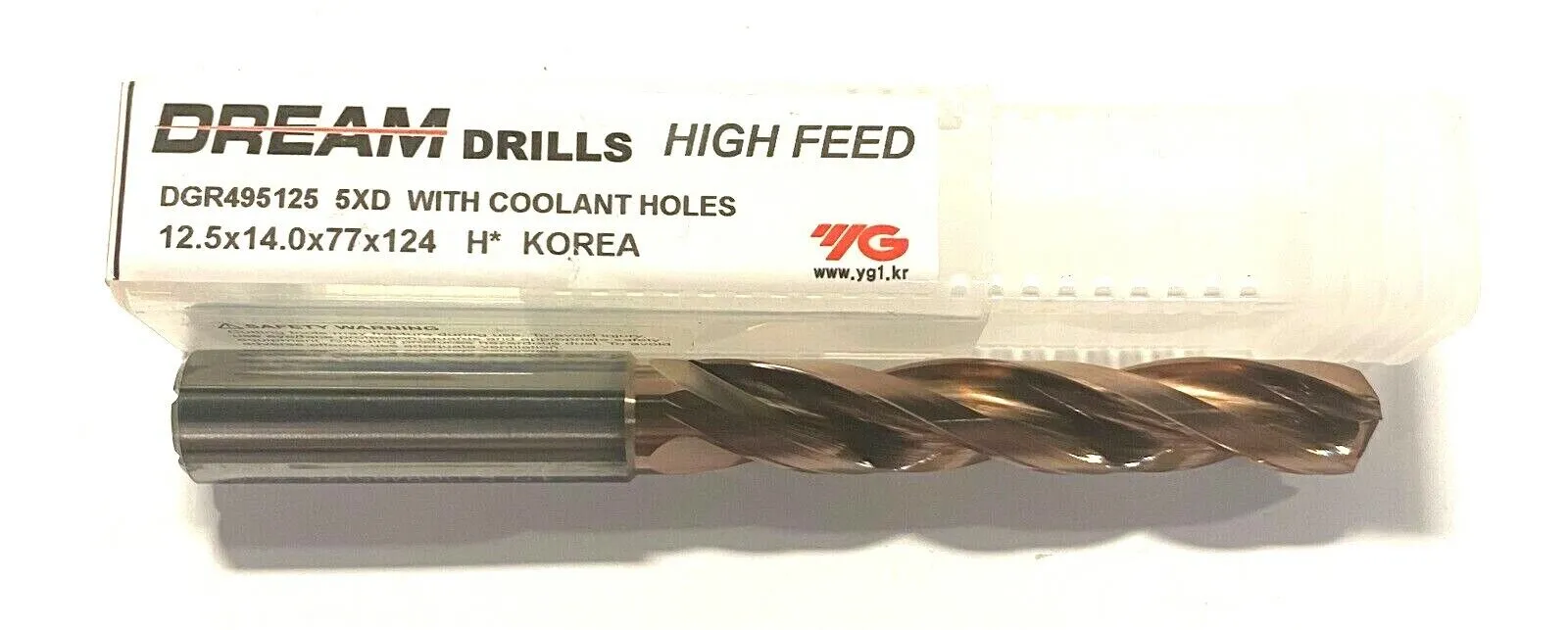 YG-1 12.5MM Solid Carbide Drill 5xD H-Coating Coolant Hole Dream Drill 140° 3FL