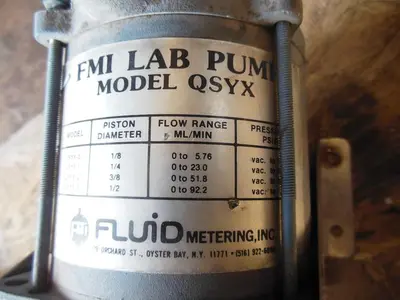 Pump, Meter, Lab, FMI, Mdl QSYX 1, 0.25" Inlet/Outlet, #S742567