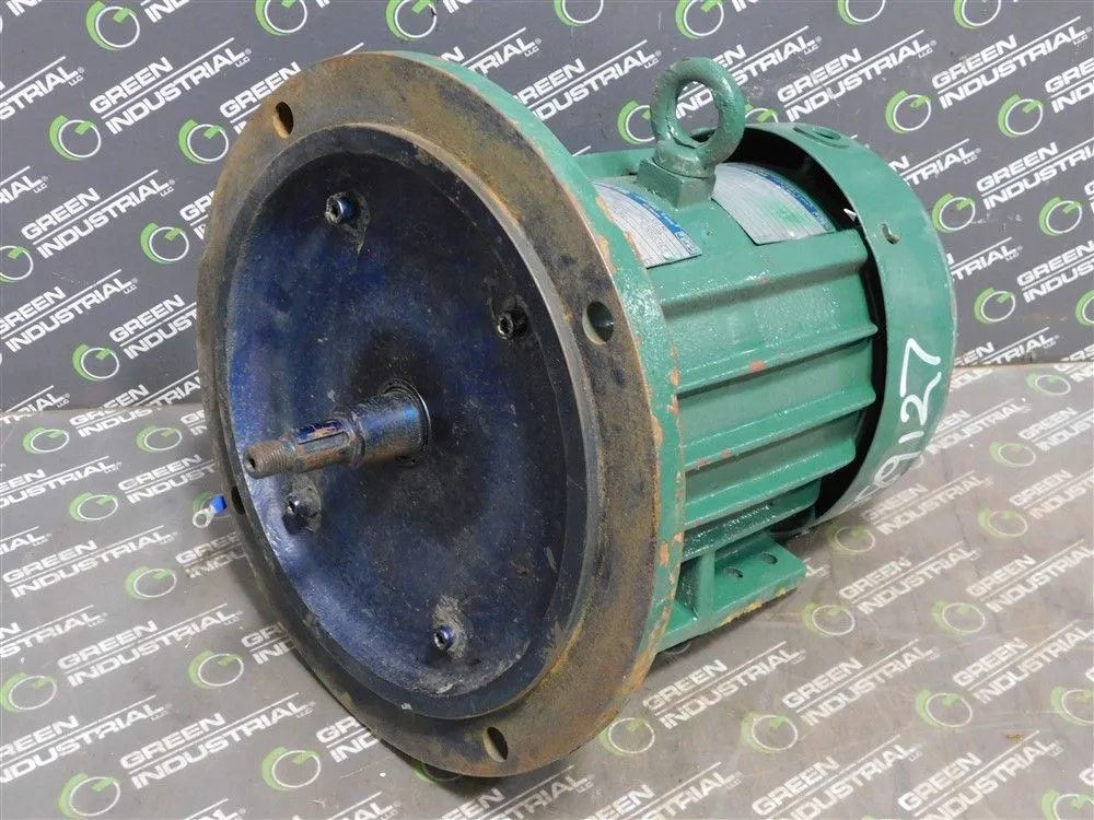A.O. Smith F-391319-63 AC Motor 2HP 1740 RPM 230/460V 5.8/2.9A Pulley Shaft Used