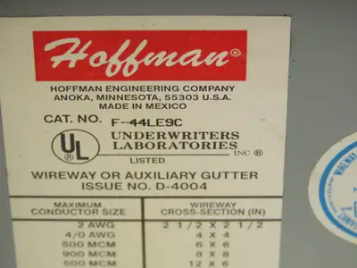 Hoffman F-44LE9C 4"x4" Wireway Elbow 90 Degree Lay-in NEMA 12