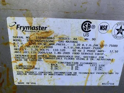 Frymaster 3 BAY Fryer, Natural Gas, Filtration System- Working Condition