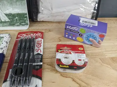 Office & School Supplies Assortment - Notebooks, Glue, Tape, Gel Pens, Fidget Spinners - Brand New