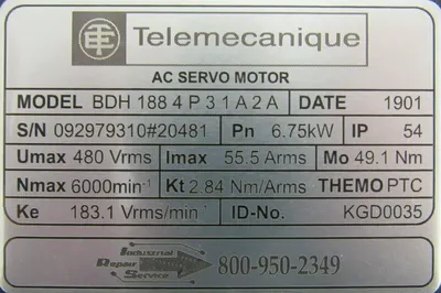 REFURBISHED TELEMECANIQUE BDH1884P31A2A SERVO MOTOR