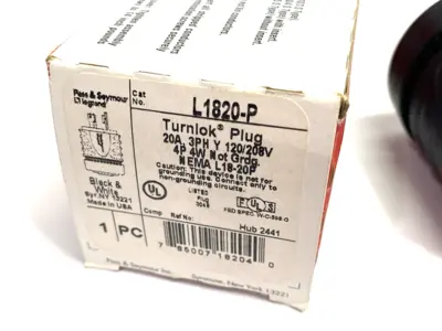 L1820-P | Pass & Seymour Legrand  Turnlok Plug 20A 3PH 120/208V 4P 4W - New Other