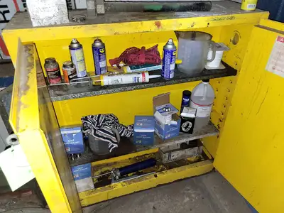 Flammable Liquid Storage Cabinet, 2 Door, Yellow, 44"x43"x12"