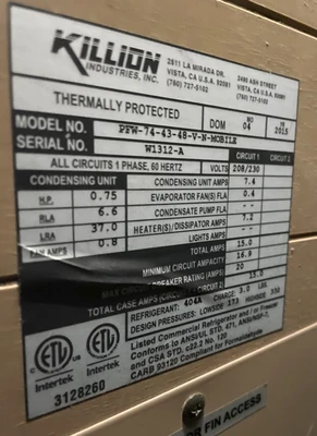 1-0560 Killion PFW-74 6’ Self Contained Refrigerated Open Display Case