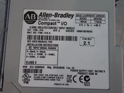 Used 2013 ALLEN BRADLEY 1769IF4I PLC Input & Output Ohio US | HGR 24 #1085088