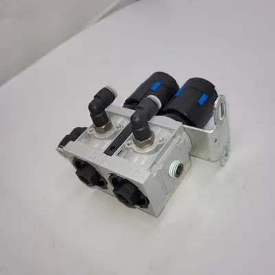 USED FESTO TWO FESTO REGULATORS MS4-LRB-1/4-D6-AS WITH BRACKET & AIR-LINE ELBOWS