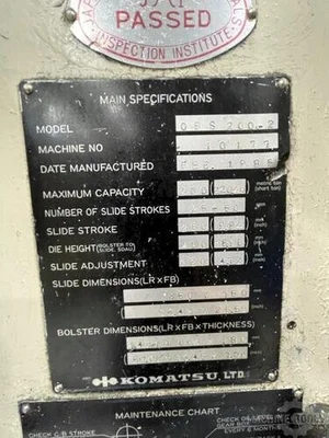 USED 1986 KOMATSU PRESS OBS 200-2