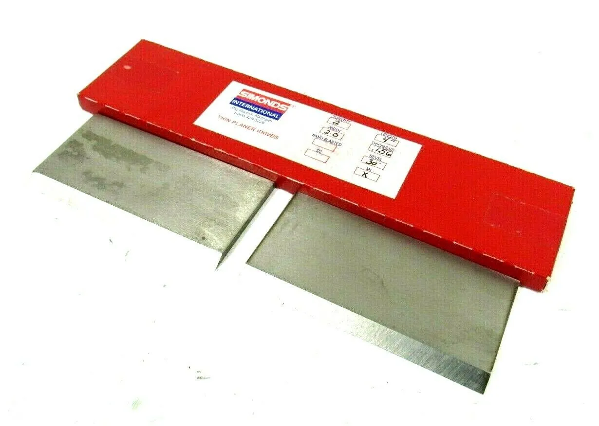 NEW SET OF 2 SIMONDS M2 PLANER KNIVES WIDTH 2" LENGTH 4" THICKNESS .156" DEG 30