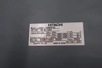 HITACHI L300P-185HFU2 18.5/25 KW/HP FREQUENCY DRIVE STOCK 4338