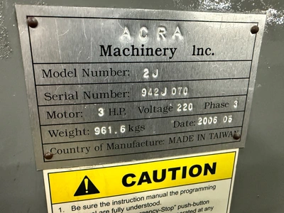 2005 ACRA 2J MILLING MACHINES, VERTICAL | Wheeler Machinery Sales (8)