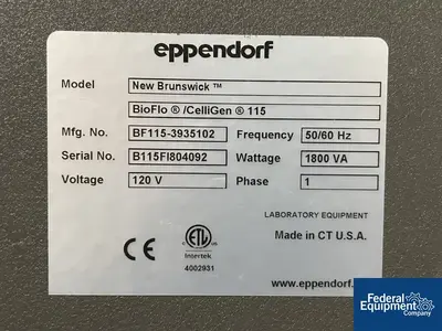 USED Eppendorf Eppendorf New Brunswick BioFlo/CelliGen 115 Fermenter Bioreactor