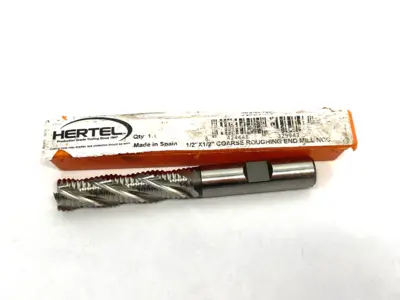 USED HERTEL COARSE ROUGHING END MILL 1/2" X 1/2" NCC, 4-FLUTE, 2" LOC