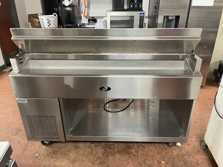 Used Randell Used Randell 60" Stainless Equipment Stand with Refrigerated Cold Rail and Heated Shelf 120V Food Prep Tables Illinois US | Falcon Restaurant Supply #1375915