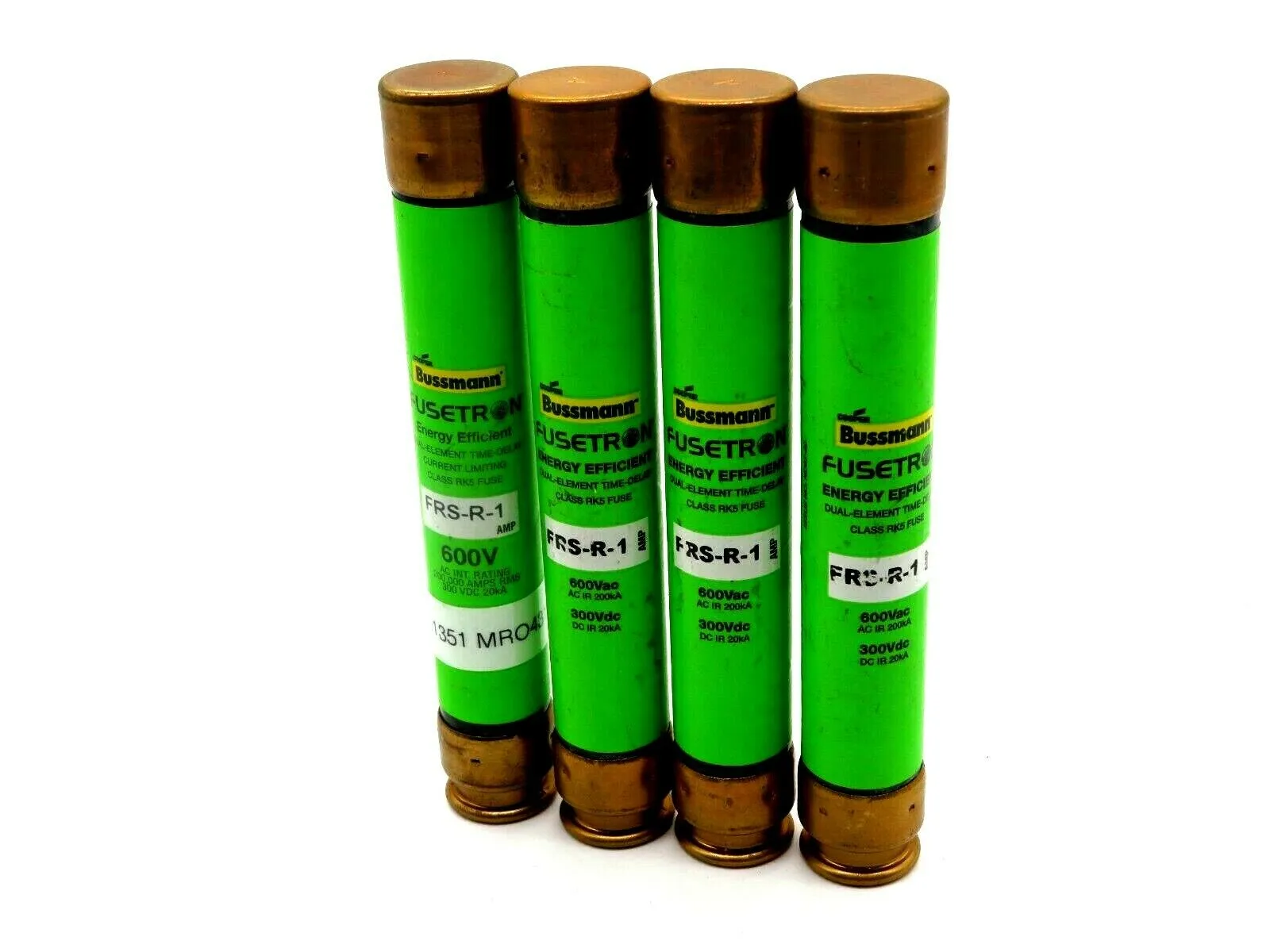 NEW LOT OF 4 BUSSMANN FUSETRON FRS-R-1 FUSES 600V 1AMP FRSR1