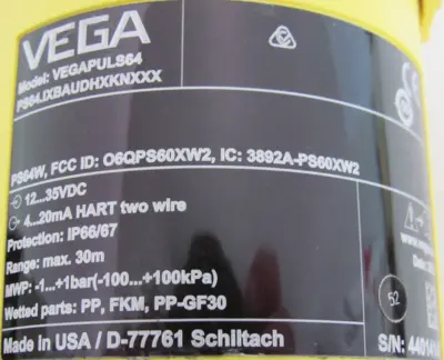 NEW VEGA PS64.1XBAUDHXKNXXX LEVEL SENSOR VEGAPULS64