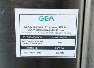 Westfalia SC 4-06-076 hydro-hermetic clarifier skid, 316L SS.