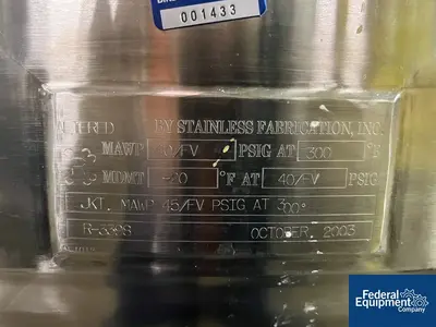 USED DCI 400 Liter DCI Reactor, 316L S/S, 40/45#