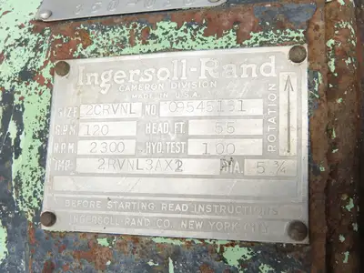 Ingersoll Rand 2CRVNL Cast Iron Centrifugal Pump 2.5x2" NPT Flanged 120 GPM