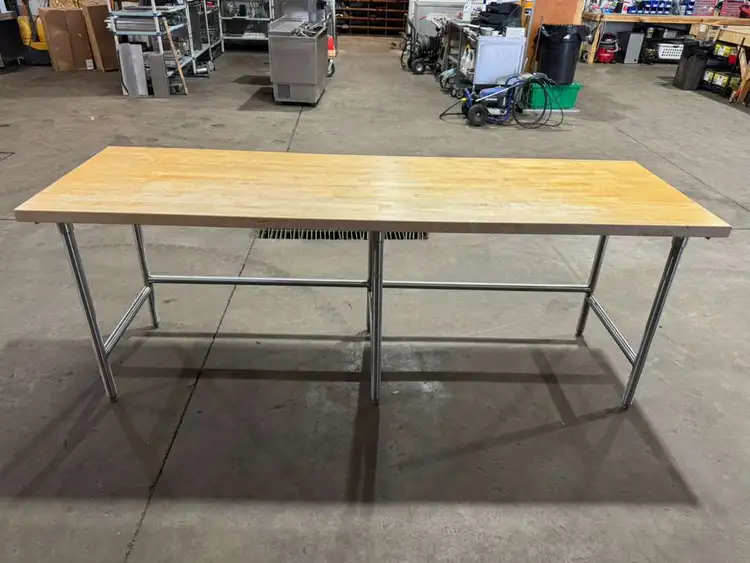 Used Falcon Restaurant Supply, Inc. Used 96"X 30" Table with a 1-3/4" Thick Butcher Block Top- SA Food Prep Tables Illinois US | Falcon Restaurant Supply #1373813