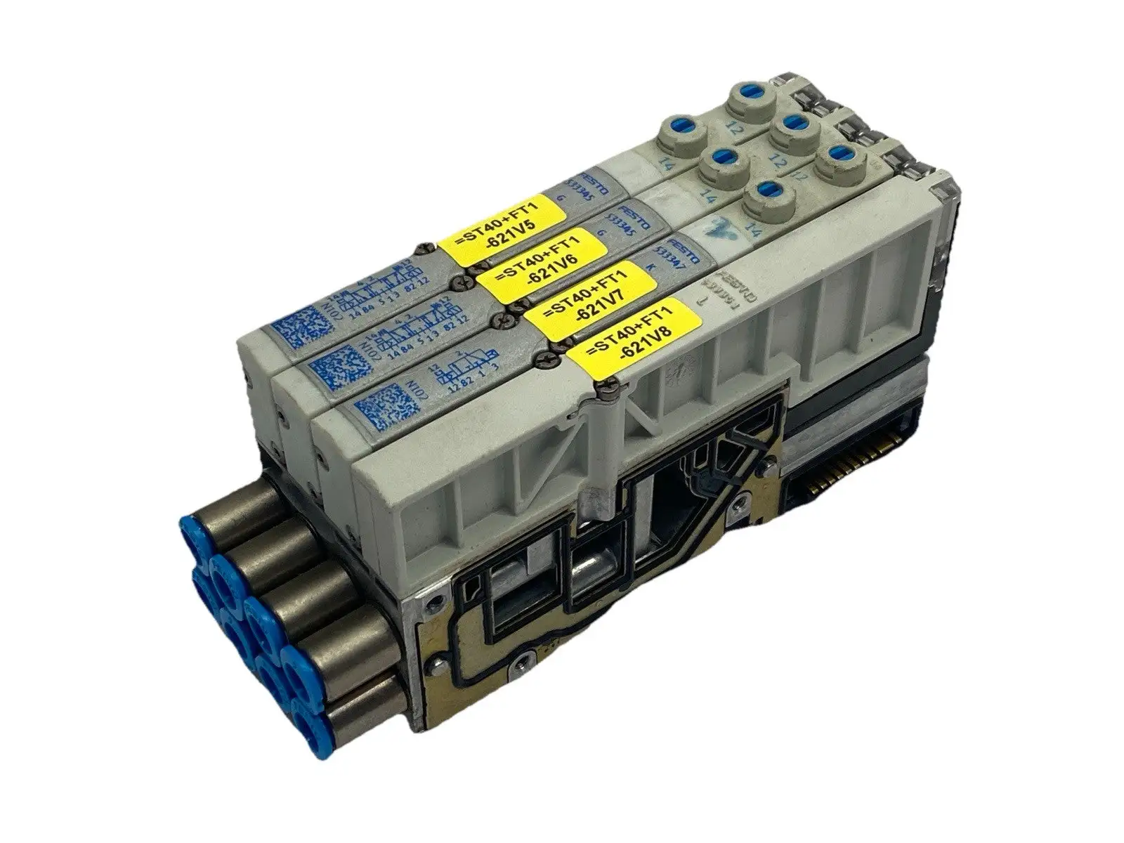 VMPA1-FB-AP-4-1 , VMPA1-FB-EMS-8, VMPA1-M1H-G-PI, VMPA1-RP | Festo VMPA1-FB-AP-4-1 Sub Base w/ VMPA1-M1H-G-PI Solenoid VMPA1-RP Cover - Used