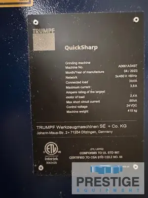 Used 2023 TRUMPF QUICKSHARP Tool & Cutter Grinders New York US | Prestige Equipment #1271555