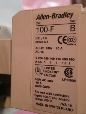 USED ALLEN BRADLEY 100-C16D-01B WITH 100-F