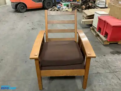 European style wood chair with adjustable back and cushions