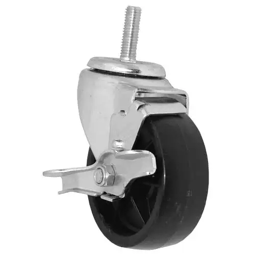 New | in-Stock Falcon Restaurant Supply New 4" Swivel Threaded Stem Caster Wheel with Brake - 1/2" - 13 x 1 1/2" Stem, 240 lb. Capacity Casters Illinois US | Falcon Restaurant Supply #1376673