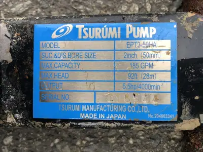 Used TSURUMI EPT3-50HA Parts (Hydraulics and Pneumatics) British Columbia CA | Lenmark #256258