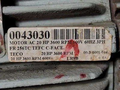 20 hp, 575 volts, 3500 rpm, 256TC Electric Motor