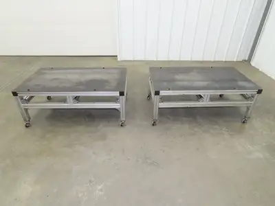3/16" Steel Top Aluminum Table Work Cart 80/20 Extrusion T Slot 39x23" Lot of 2