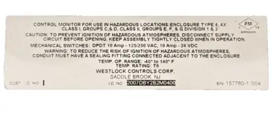 NEW WESTLOCK CONTROLS 2007DBY2B2M0400
