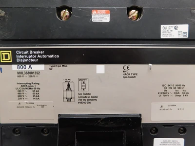 Used Square D MHL368001352 Circuit Breakers Ohio US | Equipment Recovery Corp. #1331133